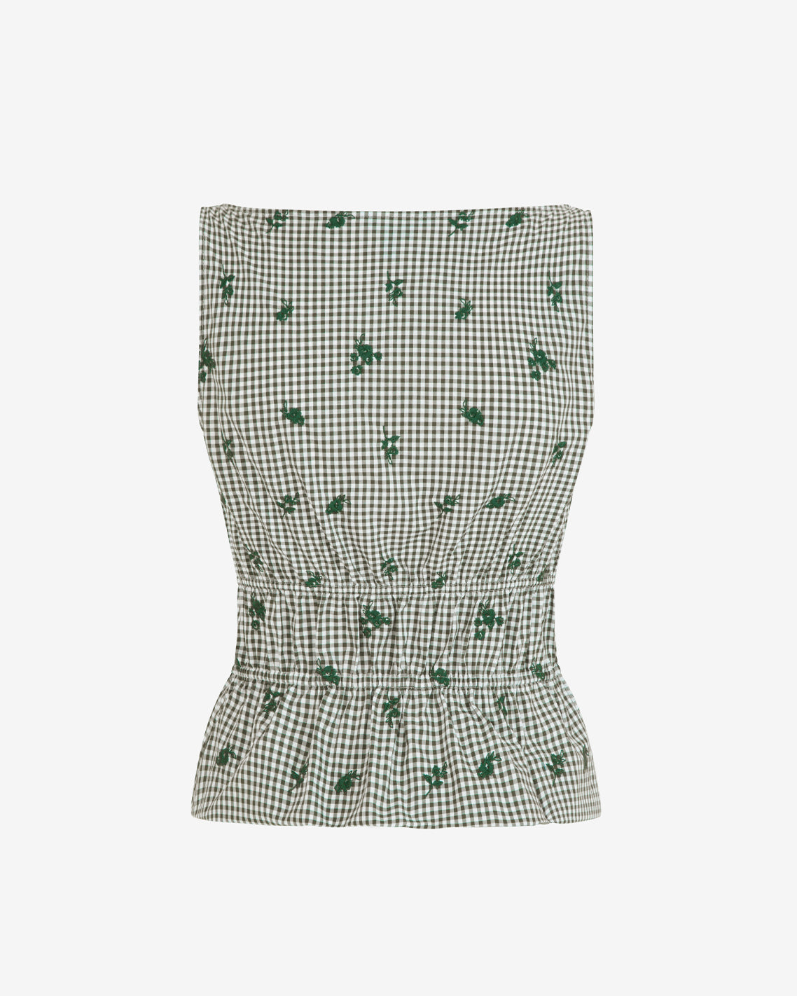 Draper James Green Multi Sleeveless Top in Green Gingham