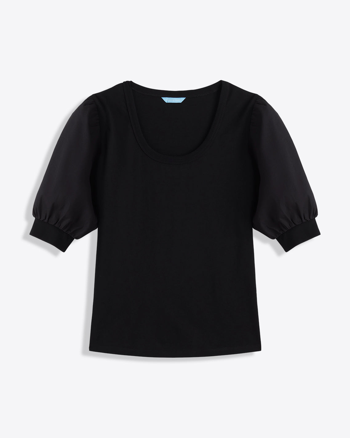 Draper James Belle Meade Black Short Sleeve Mixed Media Top – Classic