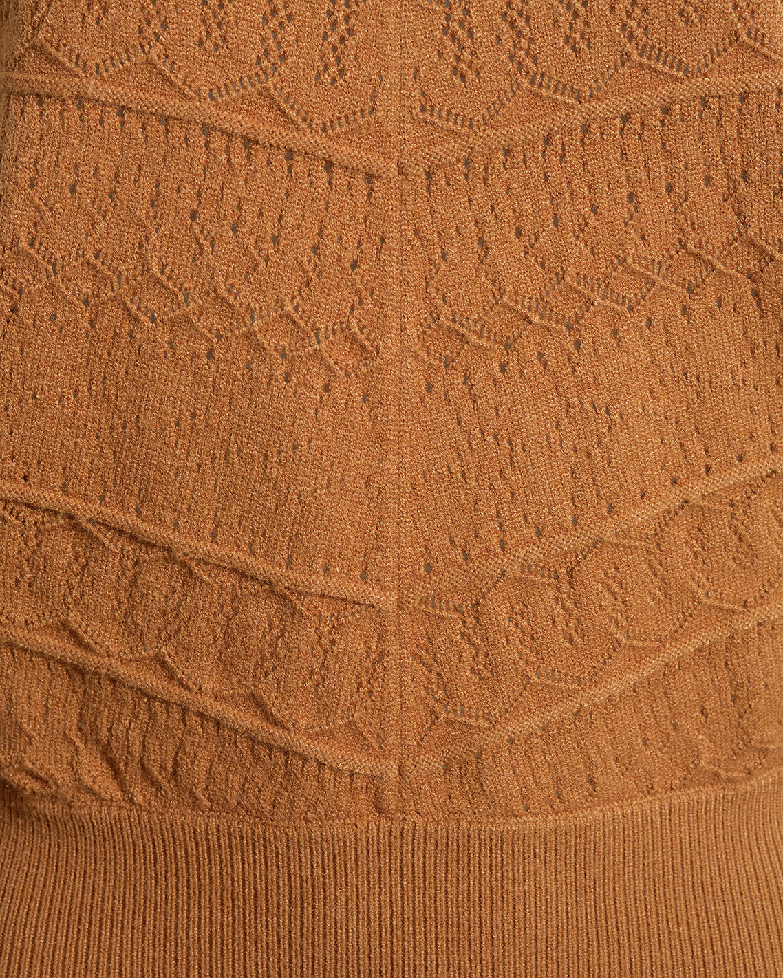 Draper James Brown Long-Sleeve Pointelle Sweater in Ivory