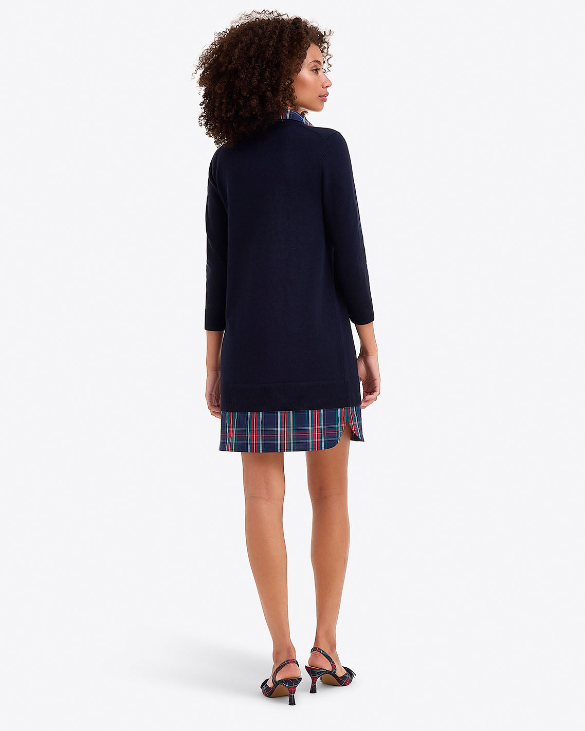 Draper James Nassau Navy Wool and Cotton Combo Sweaterdress