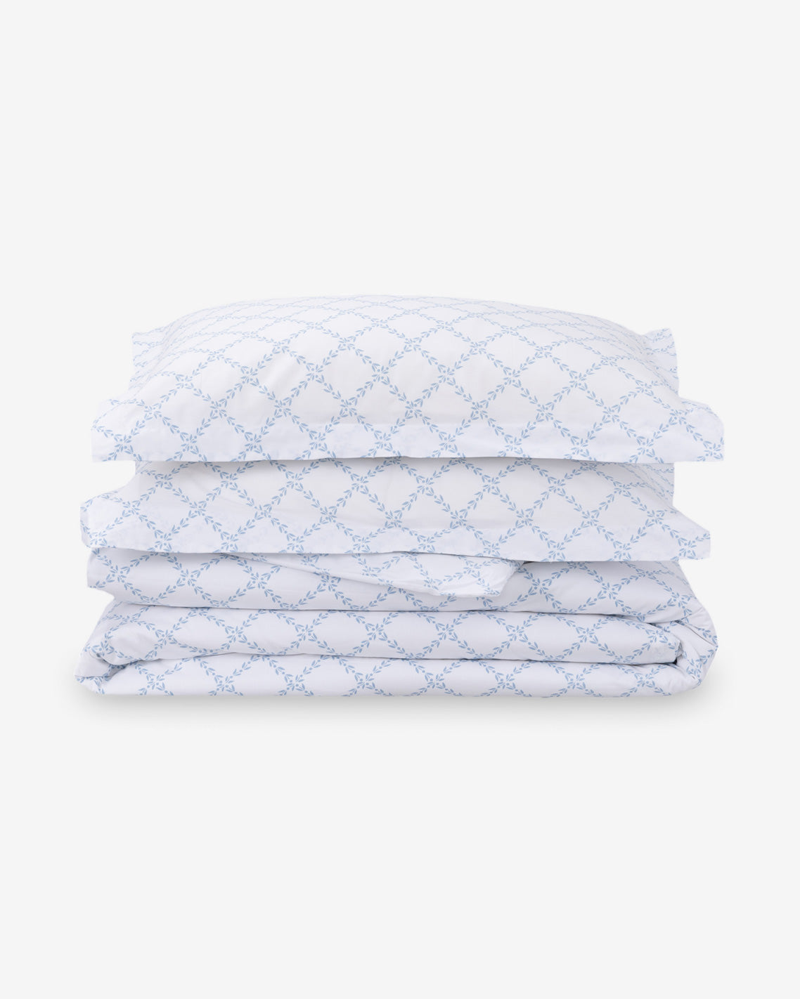 Draper James Magnolia White Multi Amy Lattice Cotton Percale Duvet Set