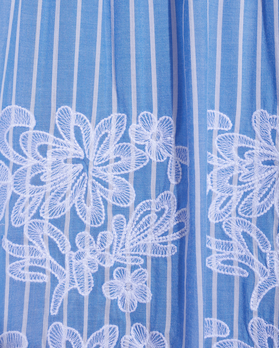 Draper James Blue Stripe Floral Embroidery Dottie Babydoll Dress with Floral Embroidery