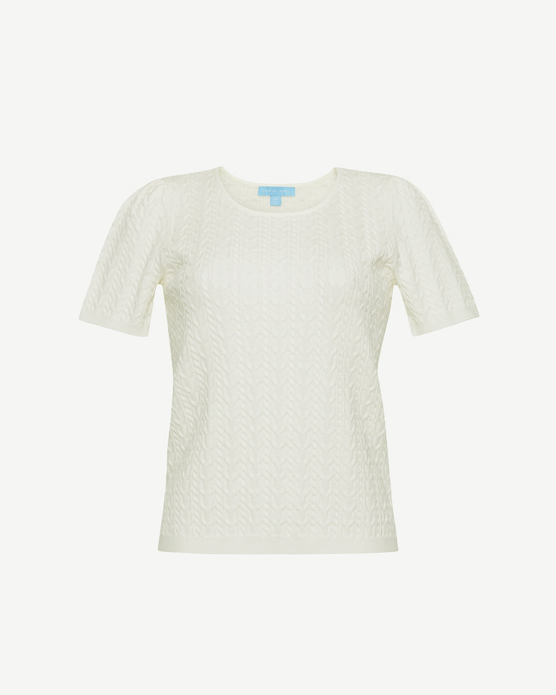 Draper James Magnolia White Mixed Cable Crewneck Sweater