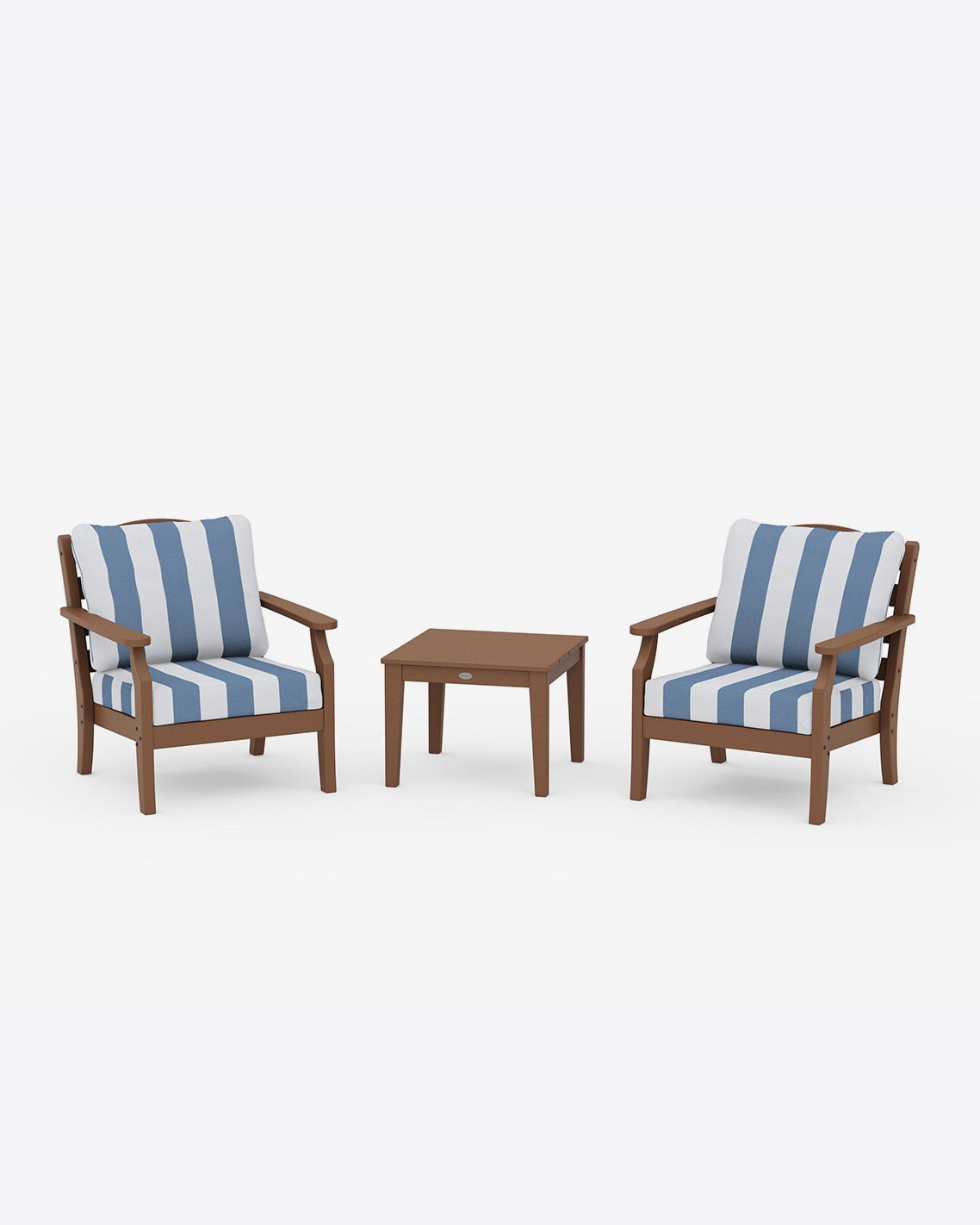 Draper James Teak Savannah 3-Piece Seating Set – Cabana Stripe Gray