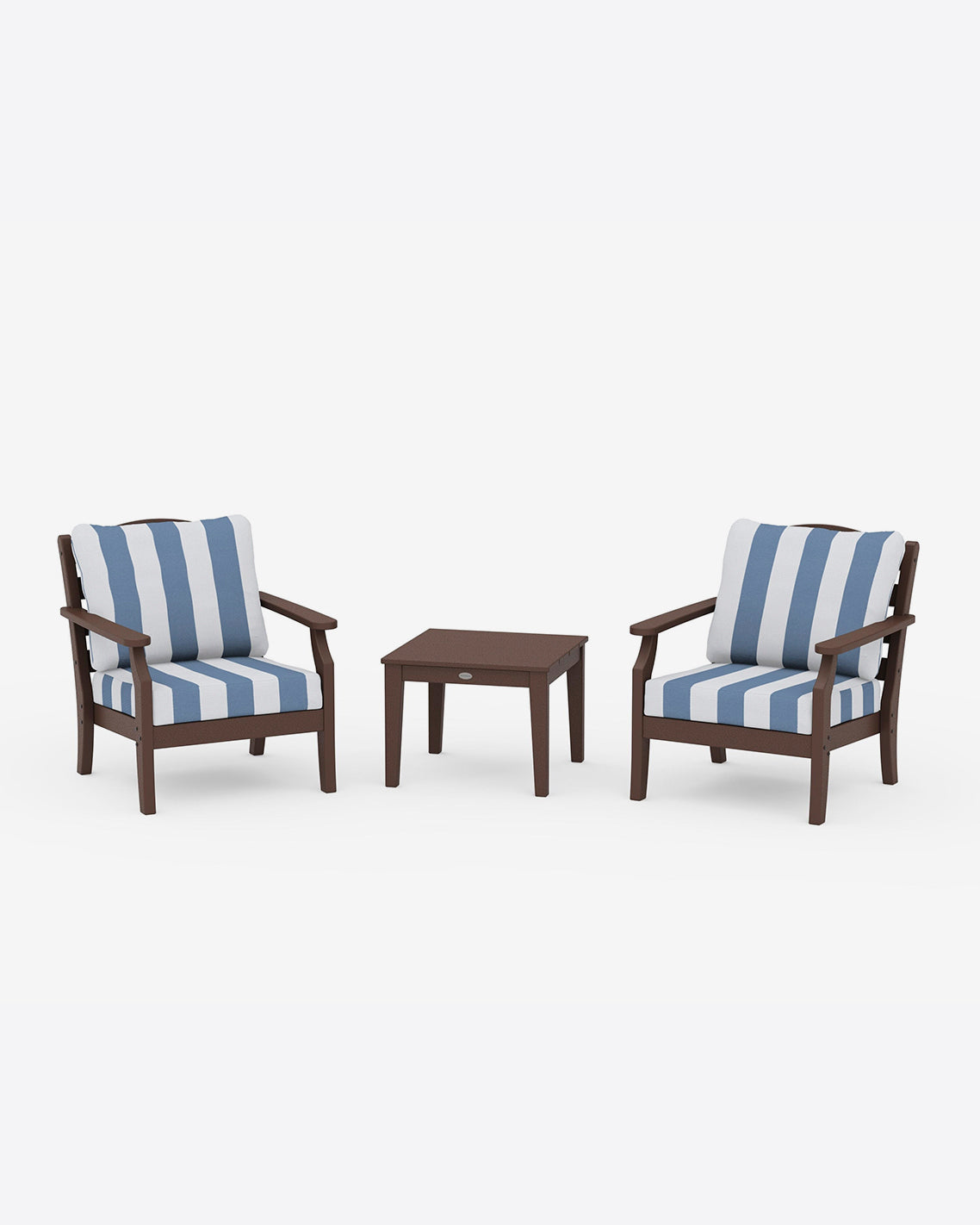 Draper James Mahogany Savannah 3-Piece Seating Set – Cabana Stripe Blue