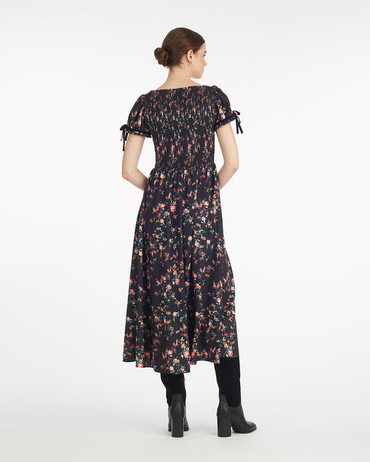 Draper James Garden Rose Kelsey Smocked Midi Dress in Garden Rose