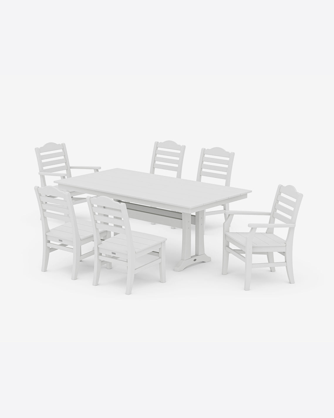 Draper James White Savannah 7-Piece Farmhouse Dining Set with Trestle Legs