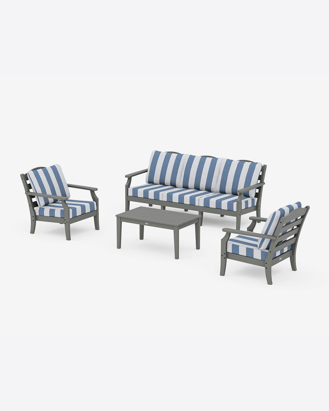 Draper James Slate Grey Savannah 4-Piece Deep Seating Set with Sofa in Cabana Stripe