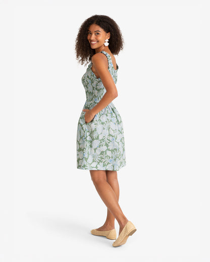 Draper James Green Multi Morgan Mini Dress in Two Tone Shell