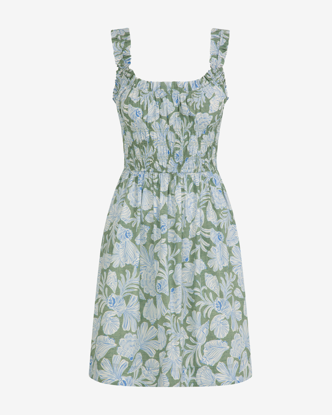 Draper James Green Multi Morgan Mini Dress in Two Tone Shell
