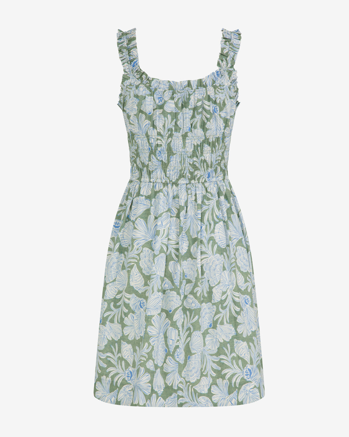 Draper James Green Multi Morgan Mini Dress in Two Tone Shell