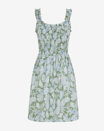 Draper James Green Multi Morgan Mini Dress in Two Tone Shell