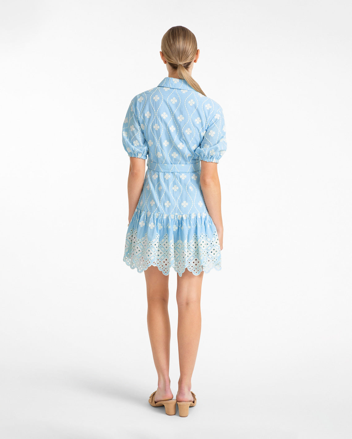 Draper James Blue Multi Kallie Mini Dress in Eyelet Embroidery