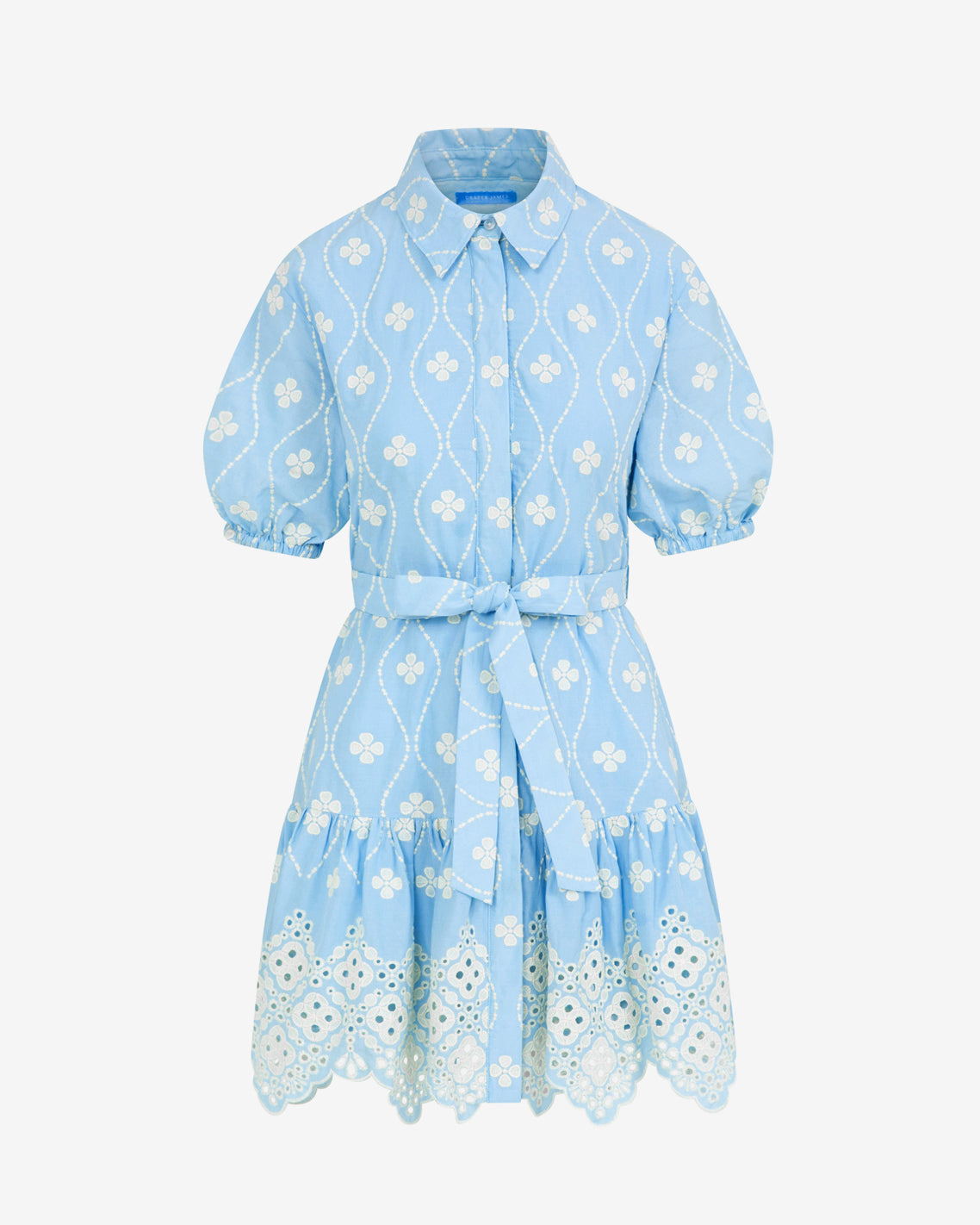 Draper James Blue Multi Kallie Mini Dress in Eyelet Embroidery