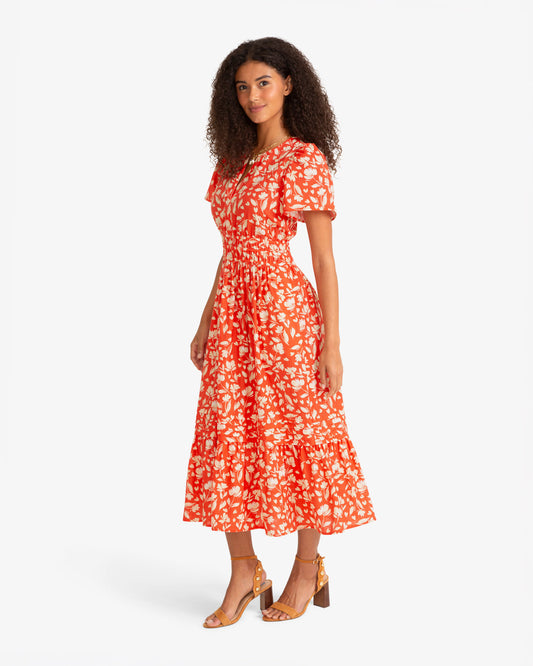 Draper James Red Hollie Midi Dress in Floral Poppy