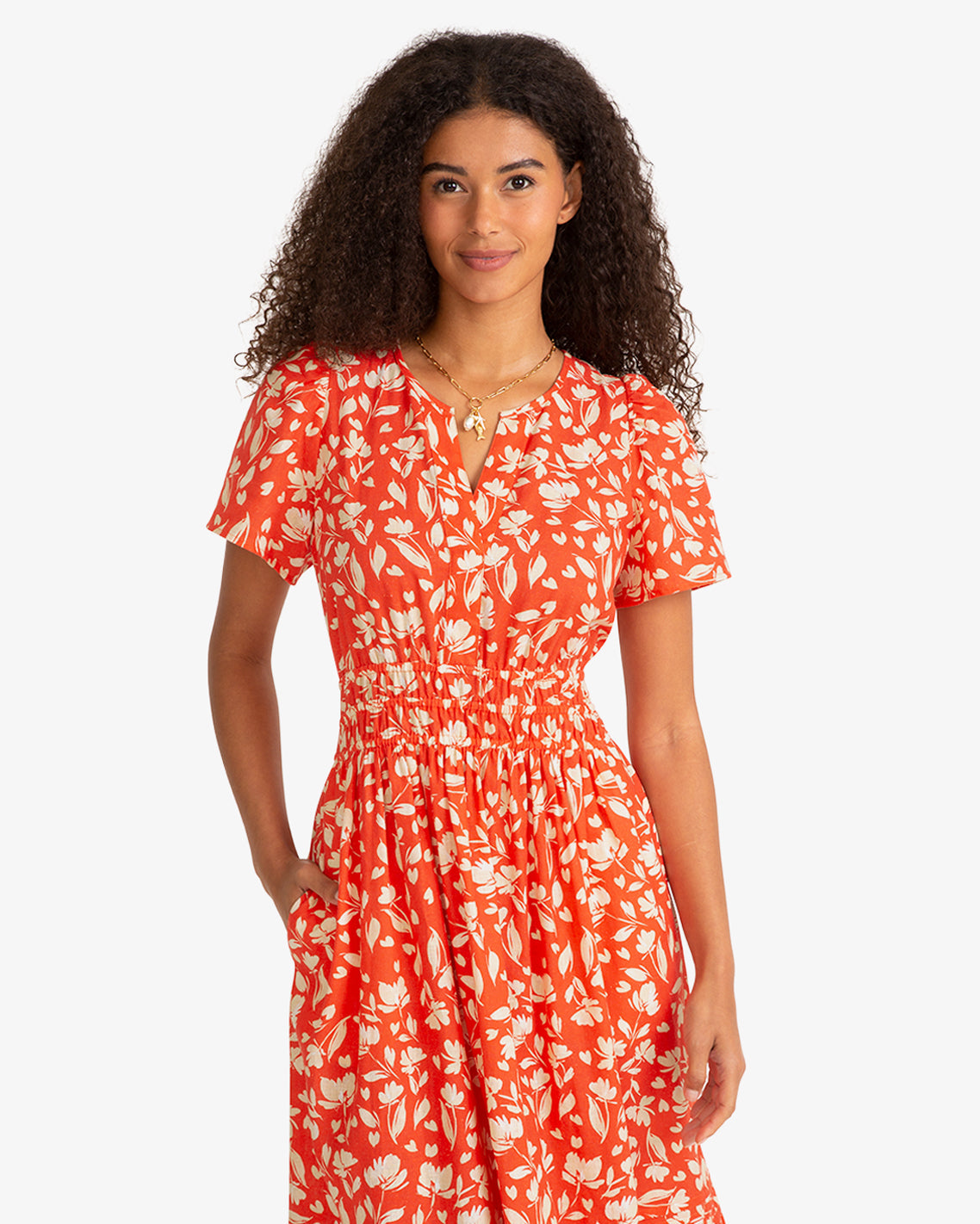 Draper James Red Hollie Midi Dress in Floral Poppy