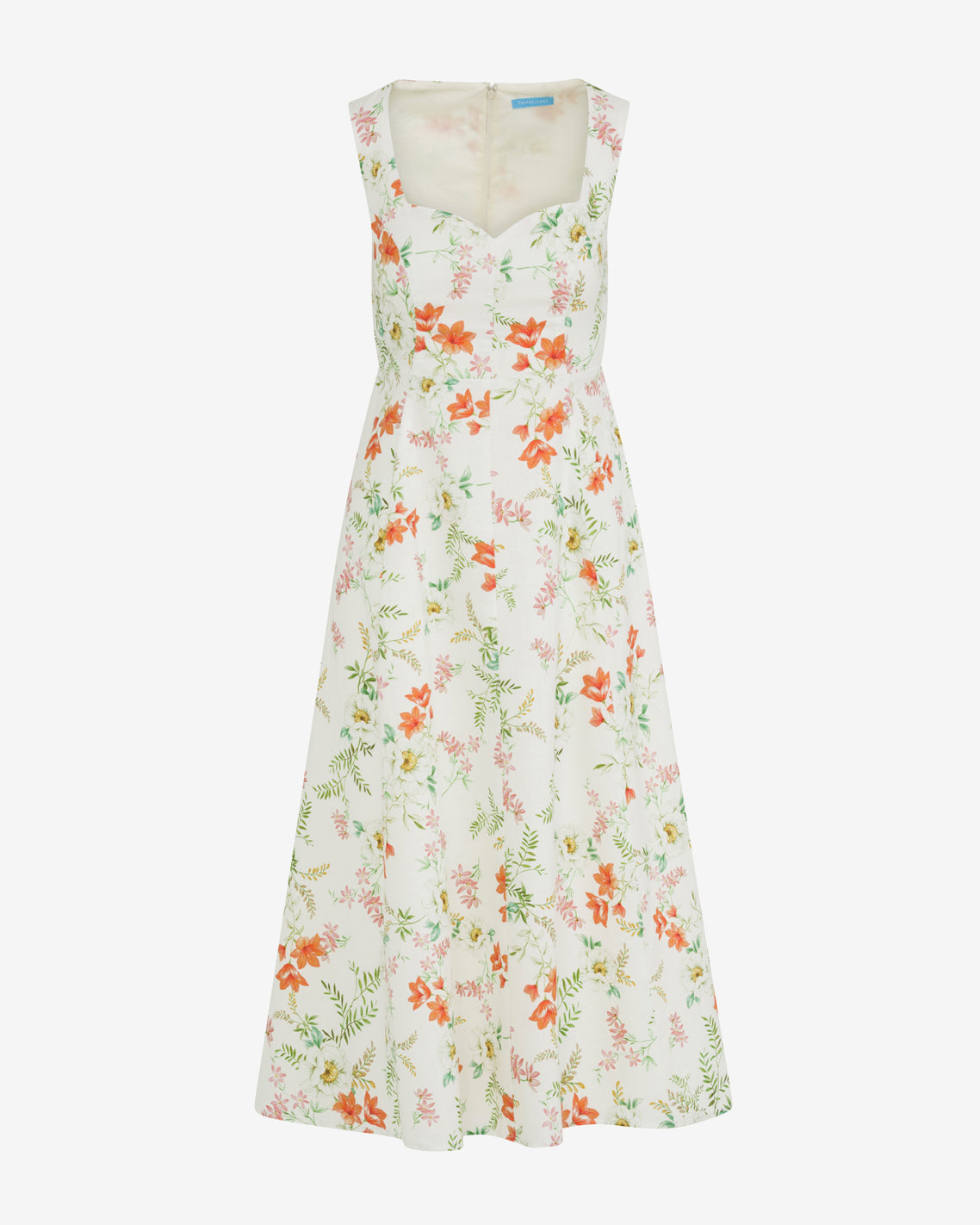 Draper James Orange Radley Sleeveless Midi Dress in Floral
