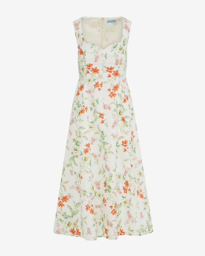 Draper James Orange Radley Sleeveless Midi Dress in Floral