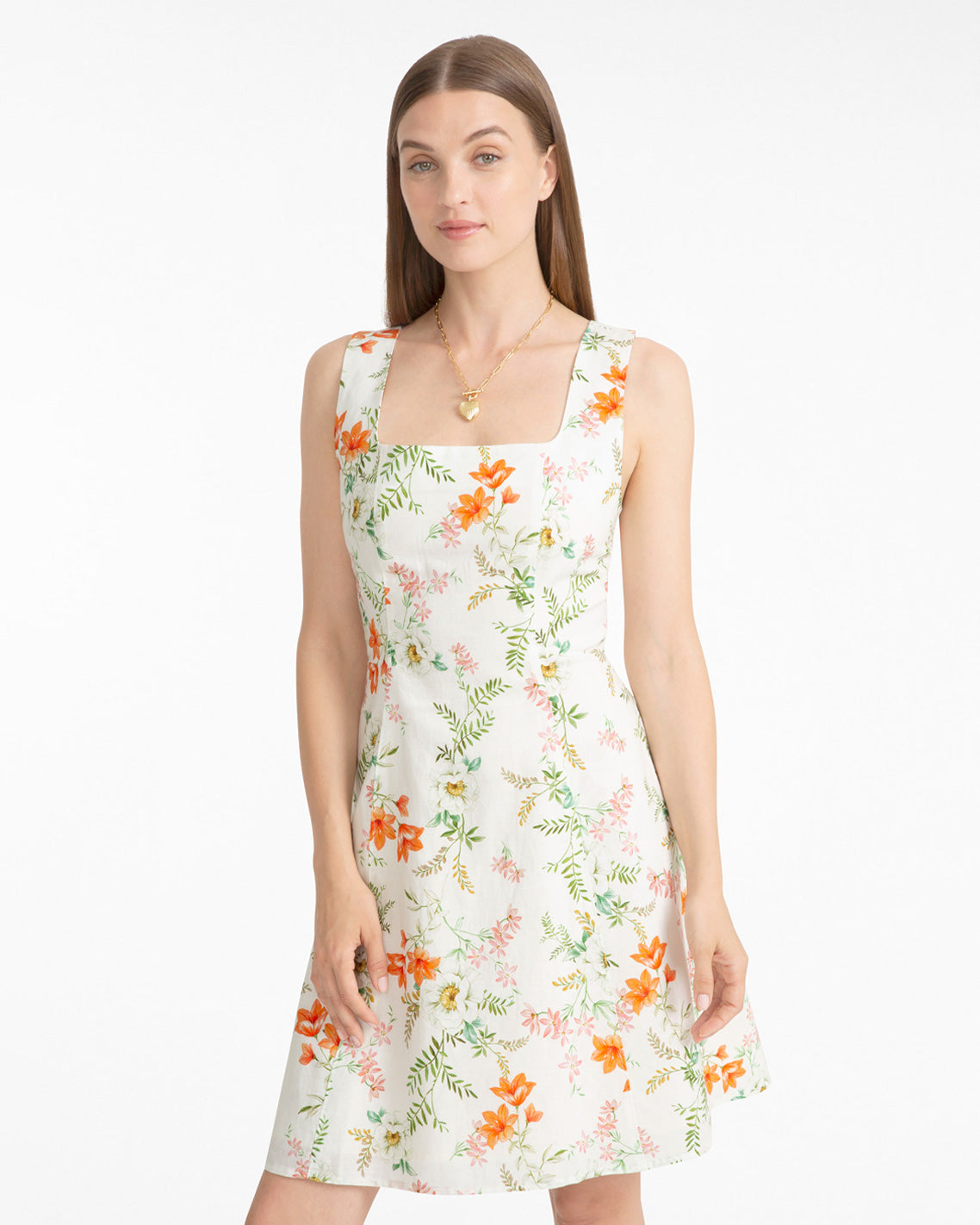 Draper James Orange Cove Sleeveless Mini Dress in Floral