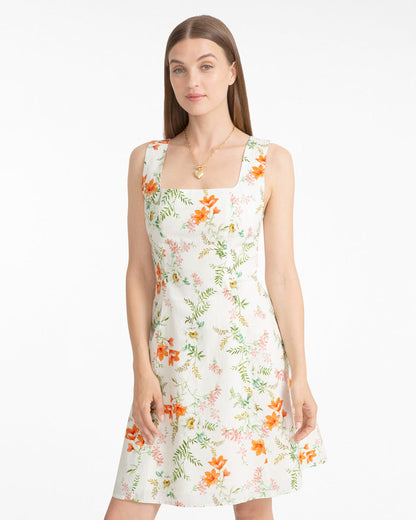Draper James Orange Cove Sleeveless Mini Dress in Floral