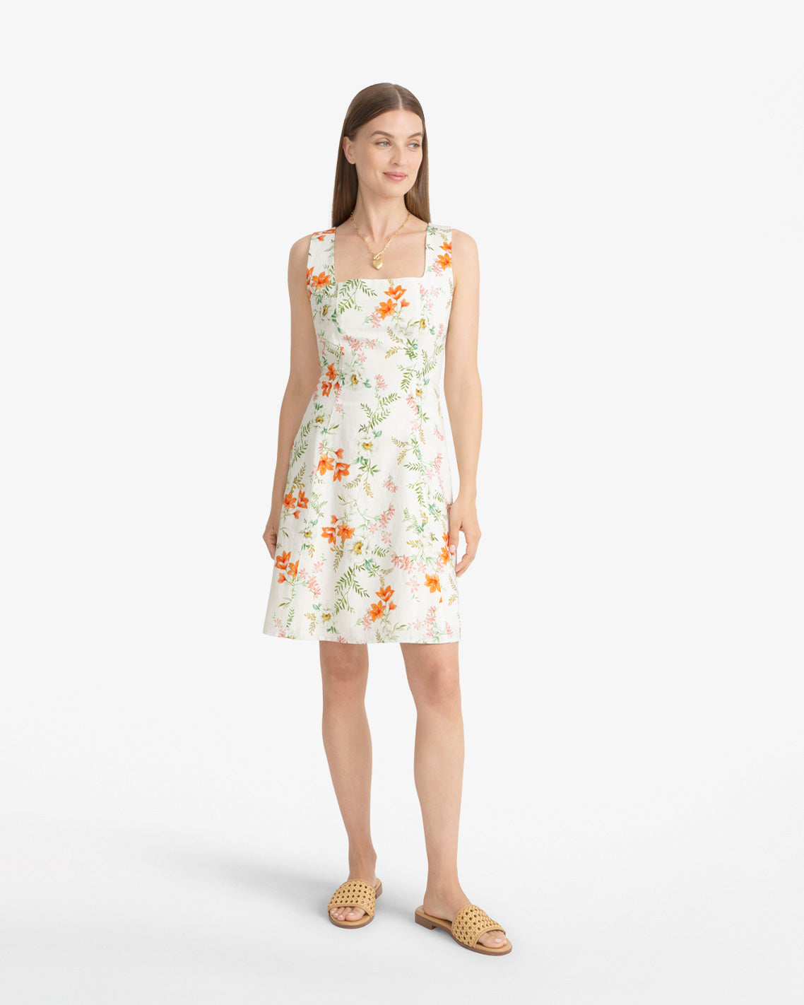 Draper James Orange Cove Sleeveless Mini Dress in Floral