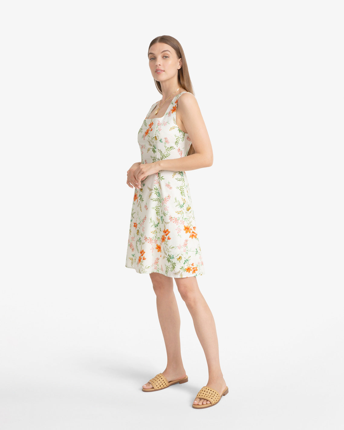Draper James Orange Cove Sleeveless Mini Dress in Floral