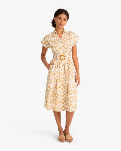 Draper James Gold Skylar Belted Shirt Dress