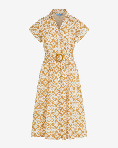 Draper James Gold Skylar Belted Shirt Dress