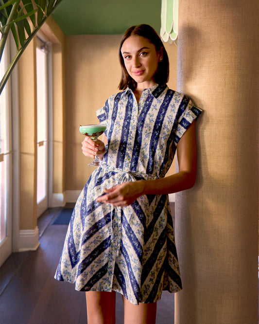 Draper James Multistripe Phoebe Dress in Floral Stripe