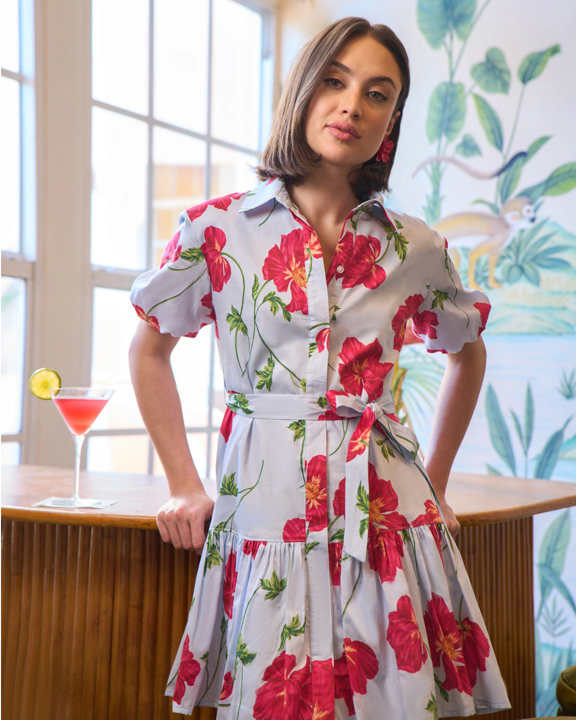 Draper James Blue Multi Cecily Mini Shirtdress