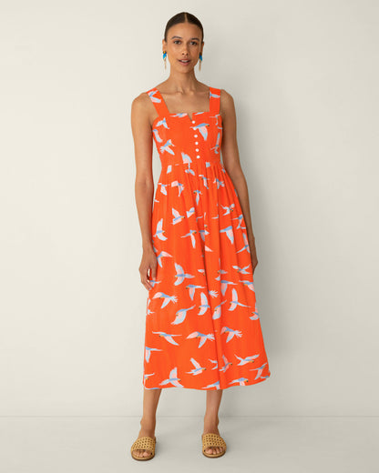 Draper James Multicolor Esme Midi Dress in Parrot Print