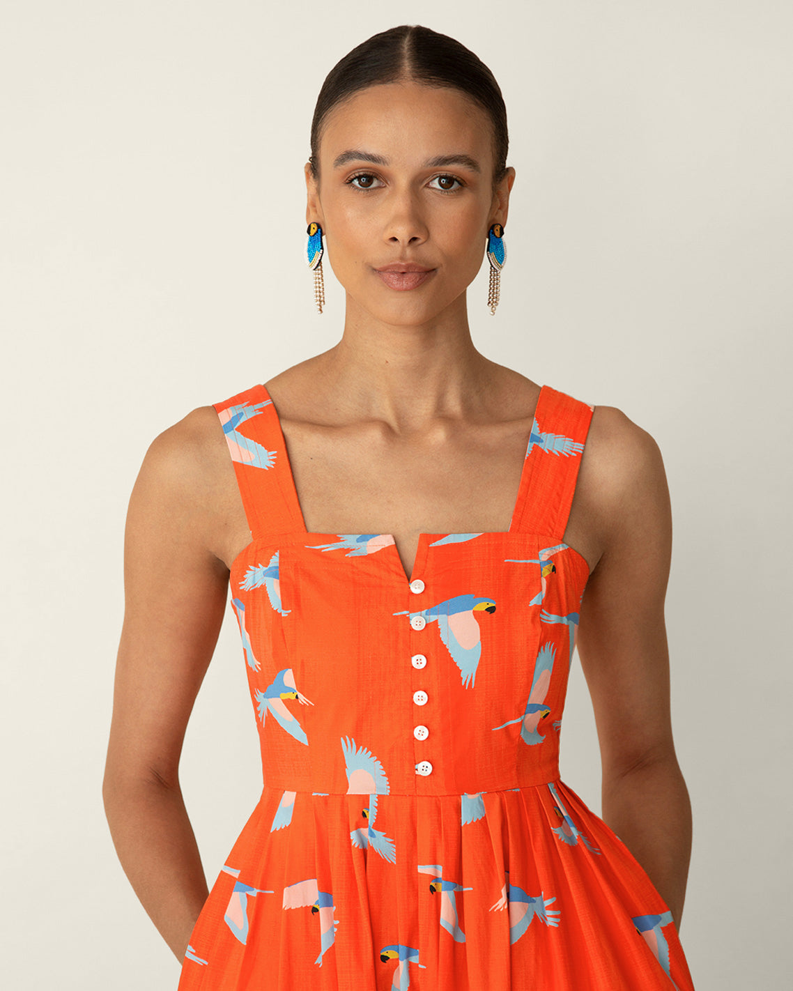 Draper James Multicolor Esme Midi Dress in Parrot Print