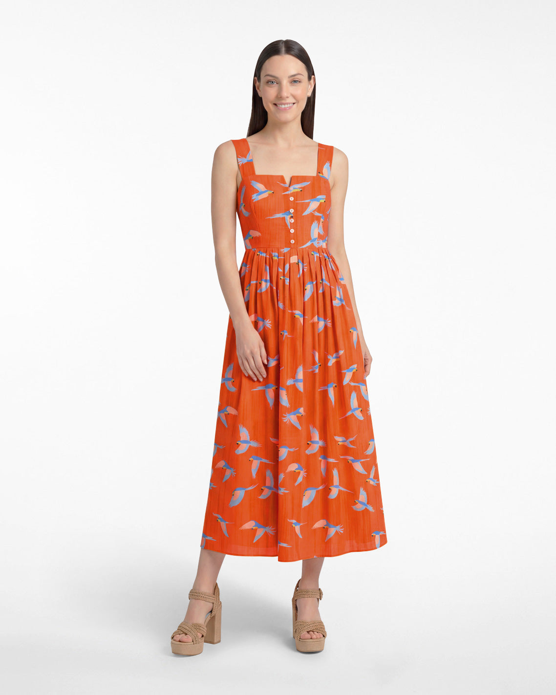 Draper James Multicolor Esme Midi Dress in Parrot Print