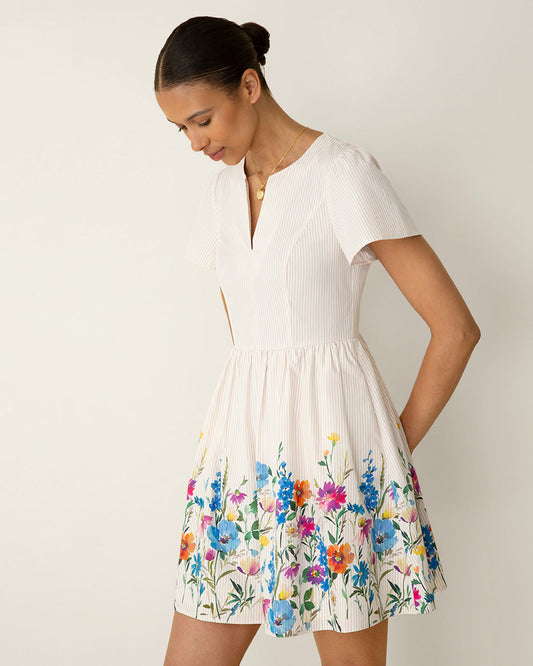 Draper James Tan Fae Love Circle Dress in Summer Blooms