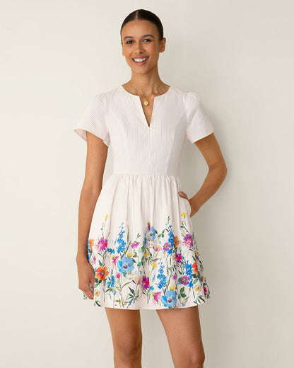 Draper James Tan Fae Love Circle Dress in Summer Blooms