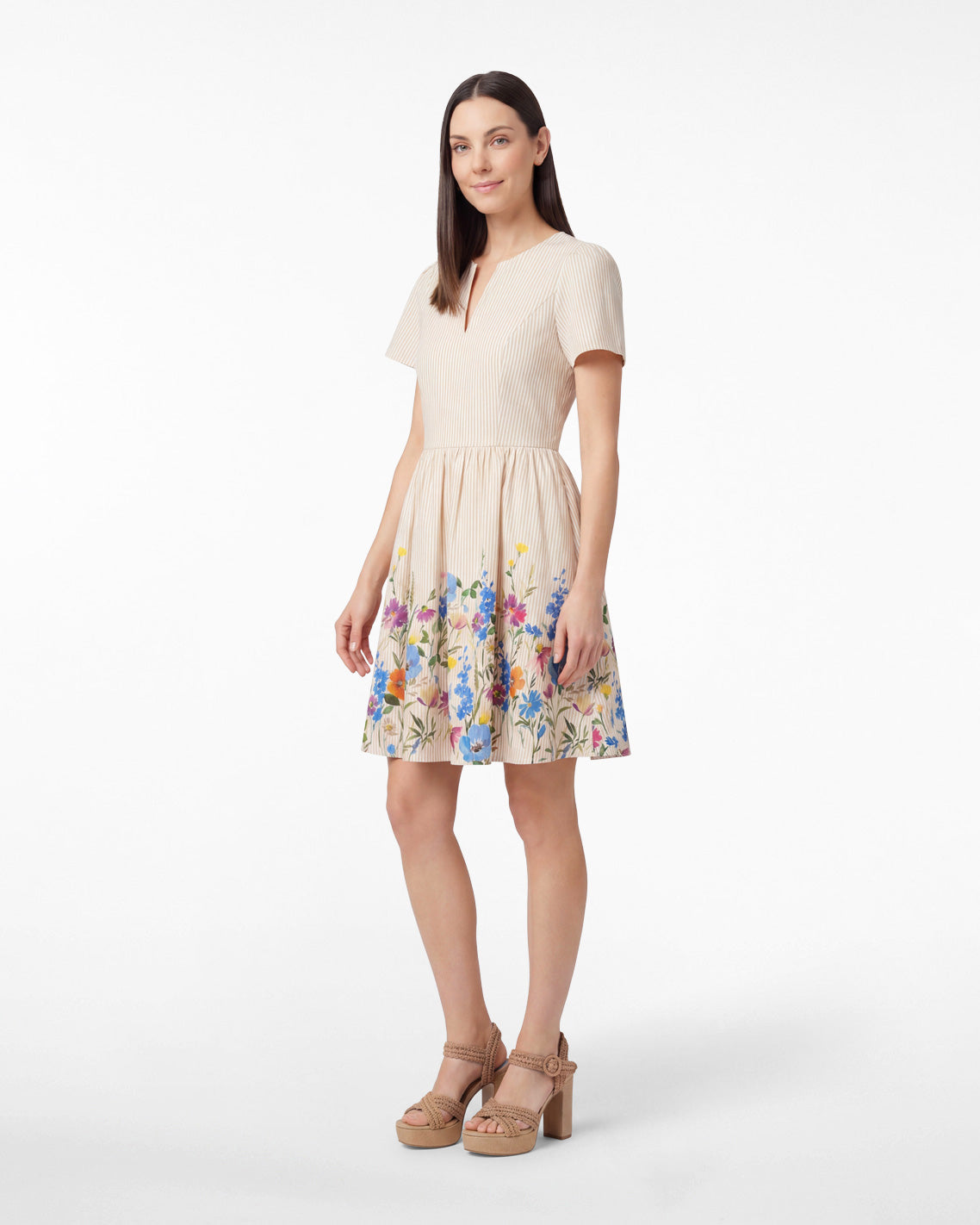 Draper James Tan Fae Love Circle Dress in Summer Blooms