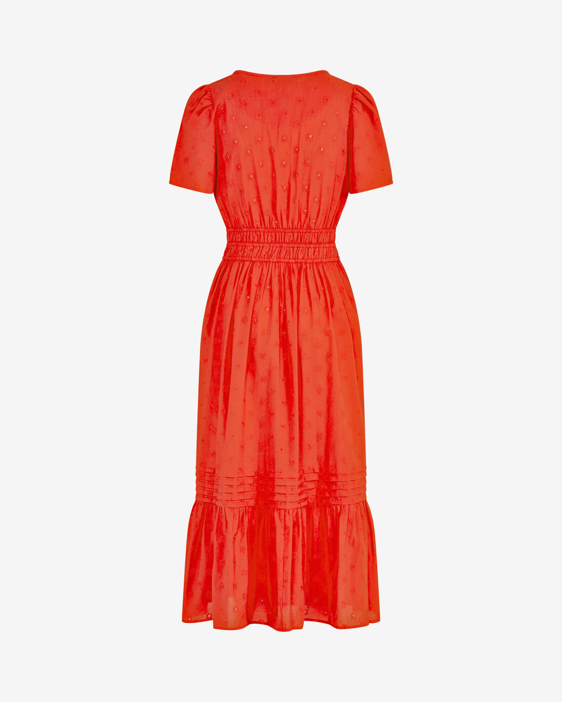 Draper James Lipstick Red Hollie Midi Dress in Embroidered Flower