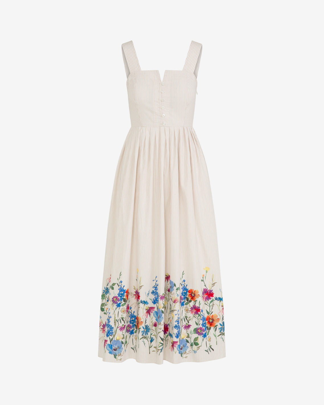 Draper James Tan Clarence Midi Dress in Summer Blooms