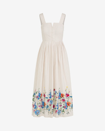 Draper James Tan Clarence Midi Dress in Summer Blooms