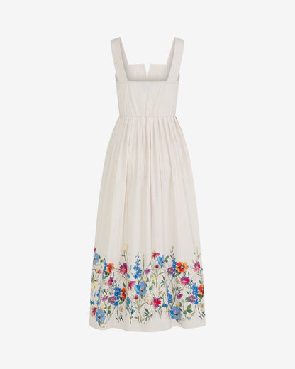 Draper James Tan Clarence Midi Dress in Summer Blooms