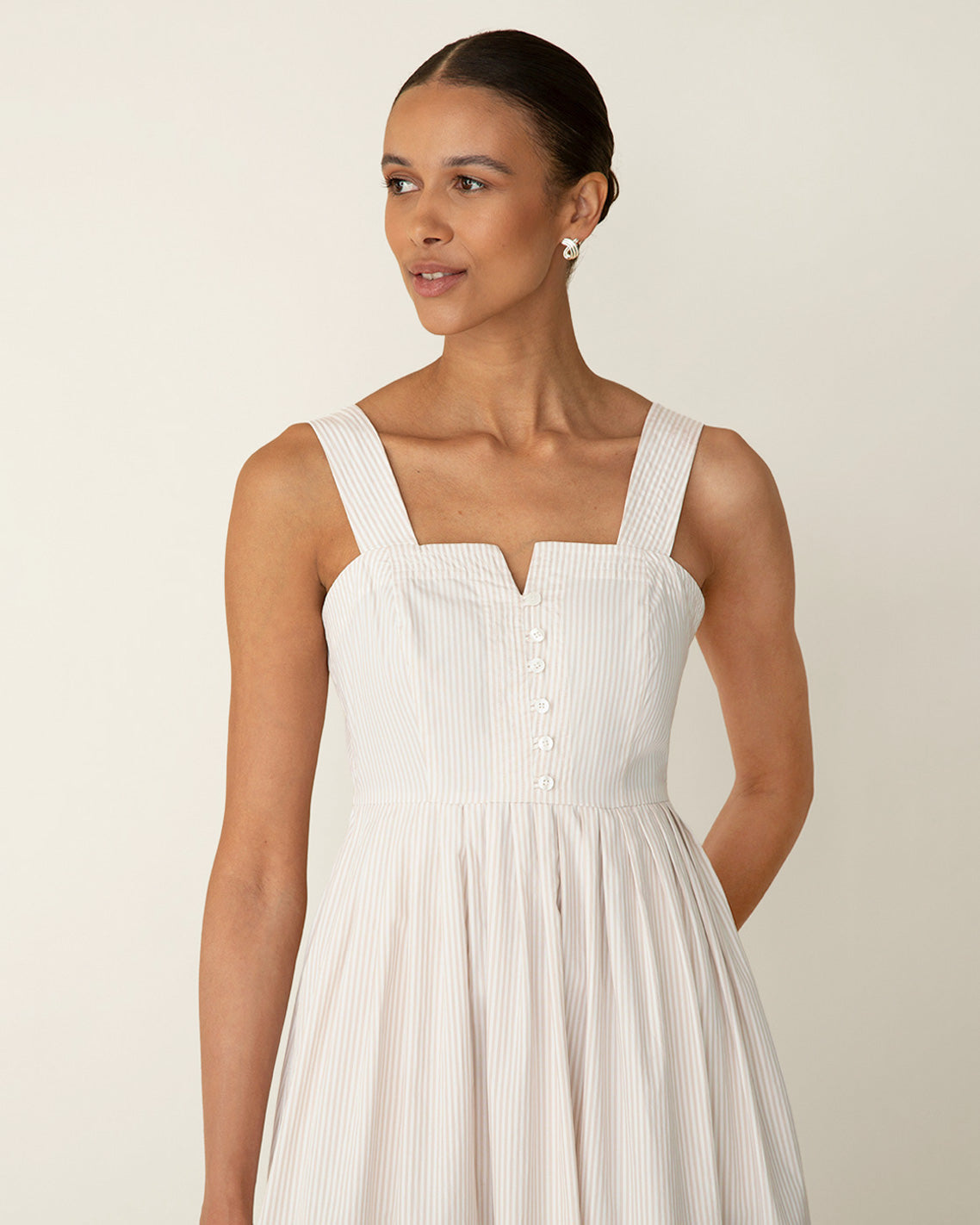 Draper James Tan Clarence Midi Dress in Summer Blooms