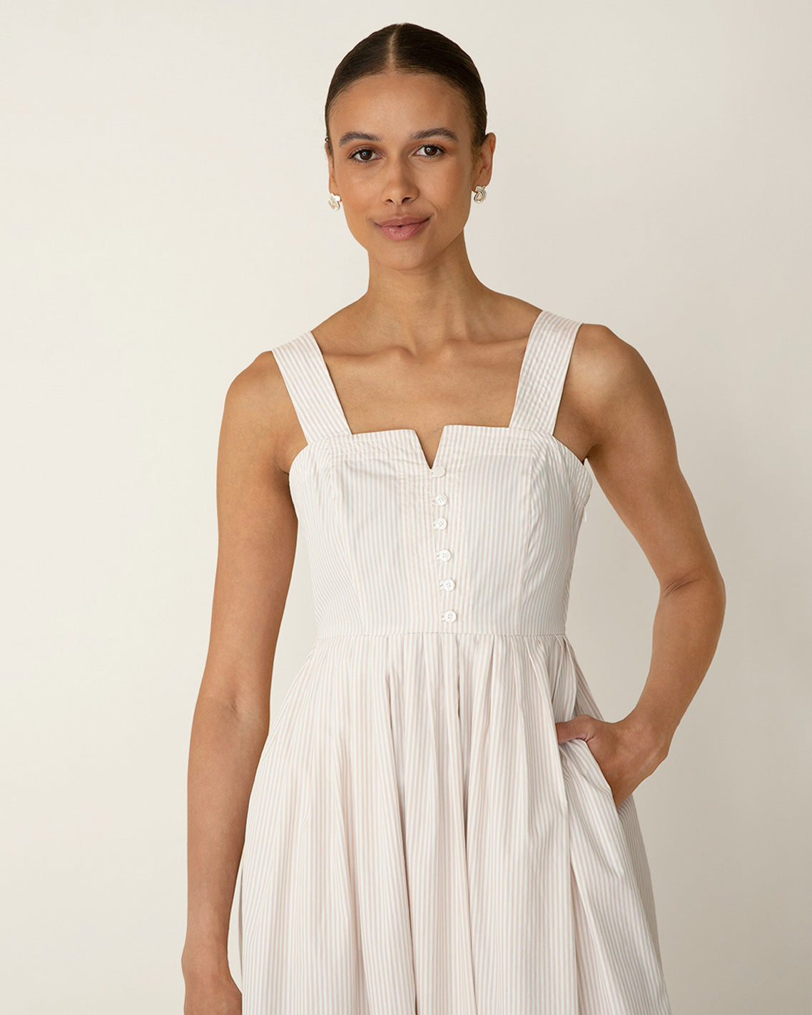 Draper James Tan Clarence Midi Dress in Summer Blooms