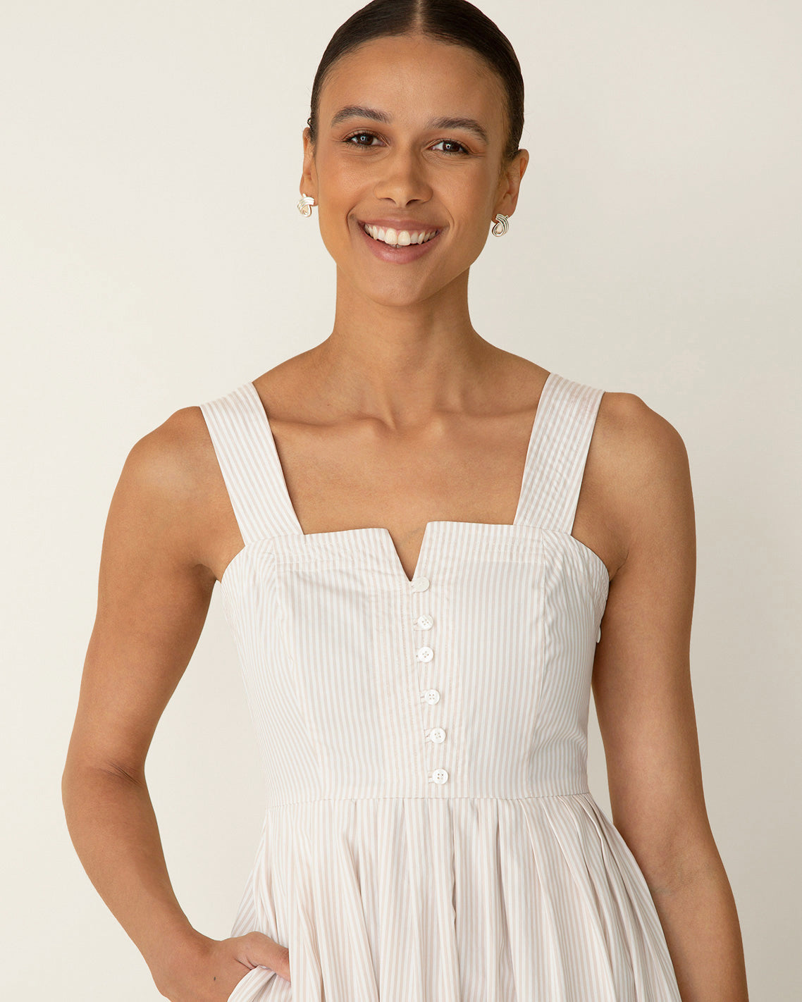 Draper James Tan Clarence Midi Dress in Summer Blooms