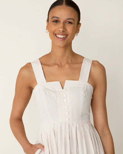 Draper James Tan Clarence Midi Dress in Summer Blooms