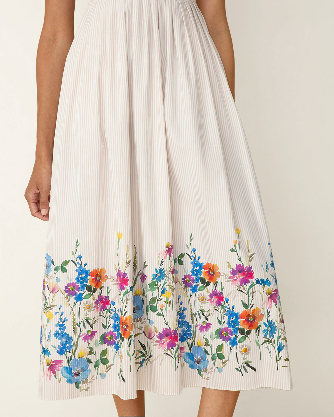 Draper James Tan Clarence Midi Dress in Summer Blooms