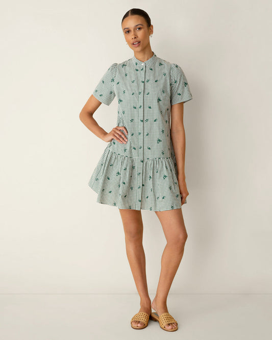 Draper James Green Multi Molly Mini Dress in Green Gingham