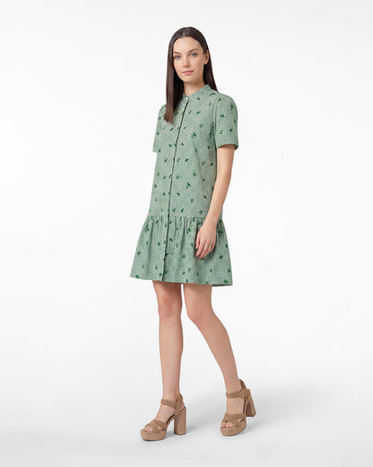 Draper James Green Multi Molly Mini Dress in Green Gingham