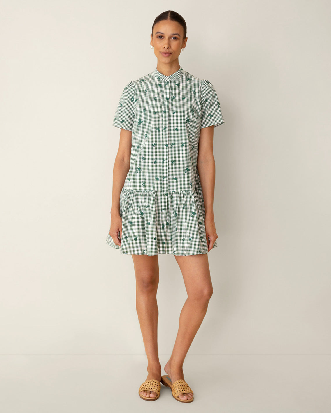 Draper James Green Multi Molly Mini Dress in Green Gingham