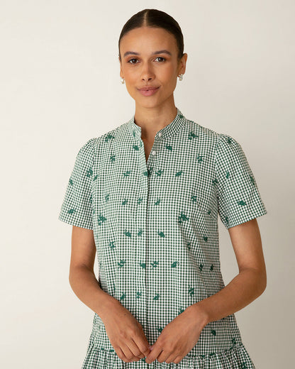 Draper James Green Multi Molly Mini Dress in Green Gingham