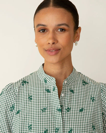 Draper James Green Multi Molly Mini Dress in Green Gingham